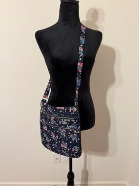 Vera Bradley Christmas Owl/Navy Floral Crossbody Shoulder Bag - Women